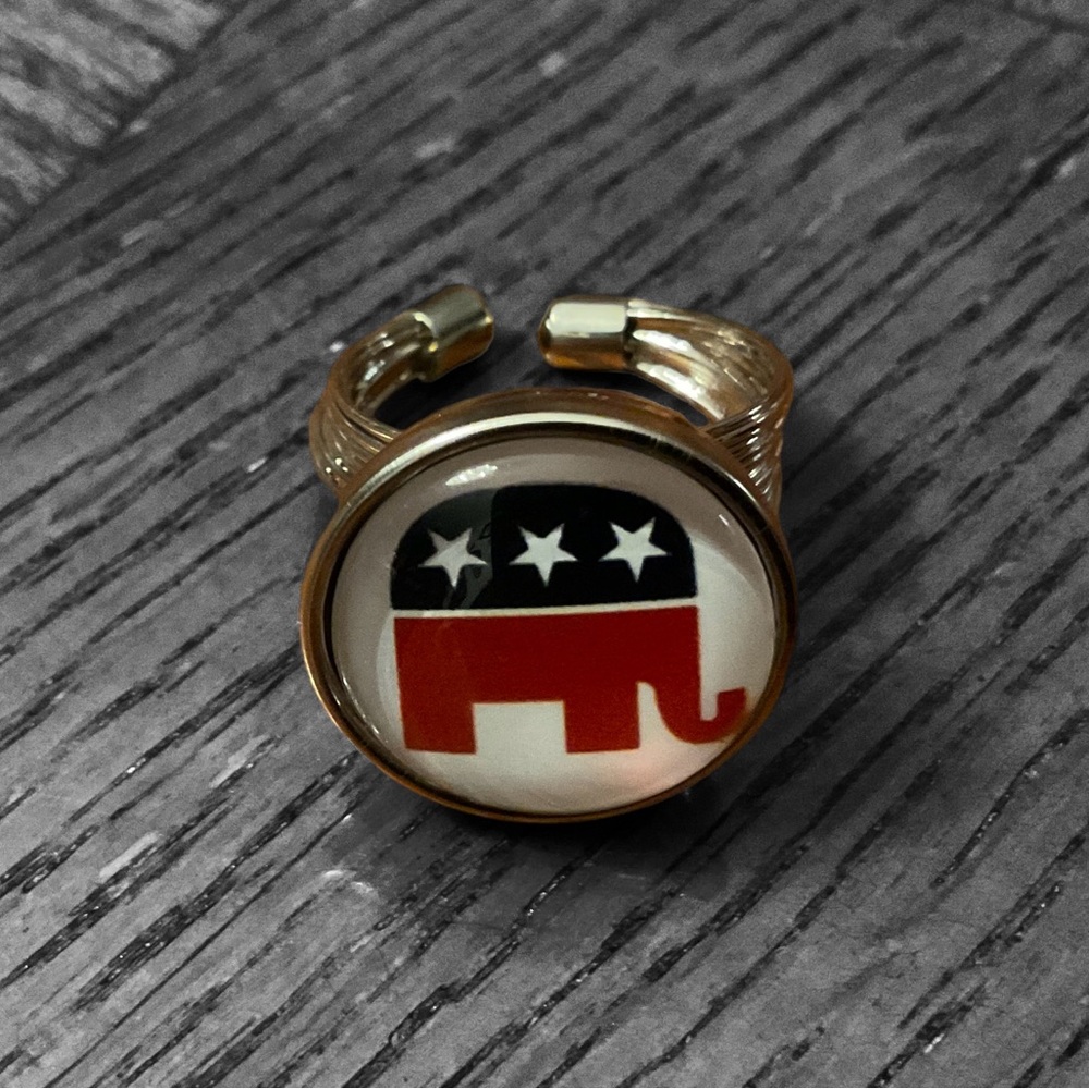 🇺🇸🐘Republican Elephant Patriotic Adjustable Silver Ring!